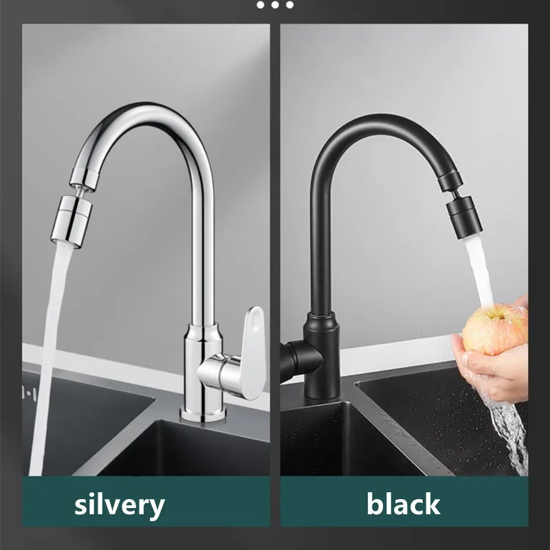 Adjustable 360° Black Kitchen Tap with Water-Saving Technology | Durable Copper & ABS for Efficient Kitchen Use