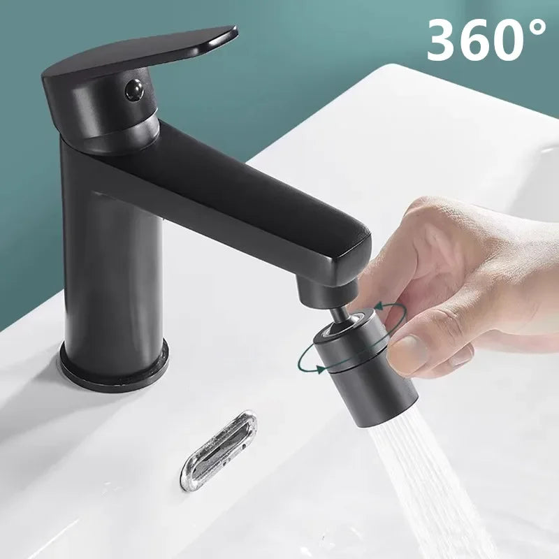 Adjustable 360° Black Kitchen Tap with Water-Saving Technology | Durable Copper & ABS for Efficient Kitchen Use