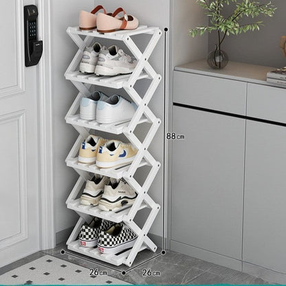 Bamboo Storage Rack | Foldable Shoe Organizer with Space-Saving Design | Efficient Shoe Storage for Home Decor