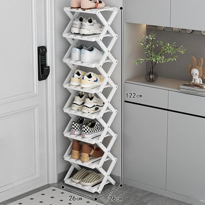 Bamboo Storage Rack | Foldable Shoe Organizer with Space-Saving Design | Efficient Shoe Storage for Home Decor
