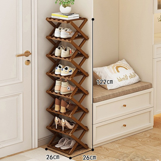 Bamboo Storage Rack | Foldable Shoe Organizer with Space-Saving Design | Efficient Shoe Storage for Home Decor