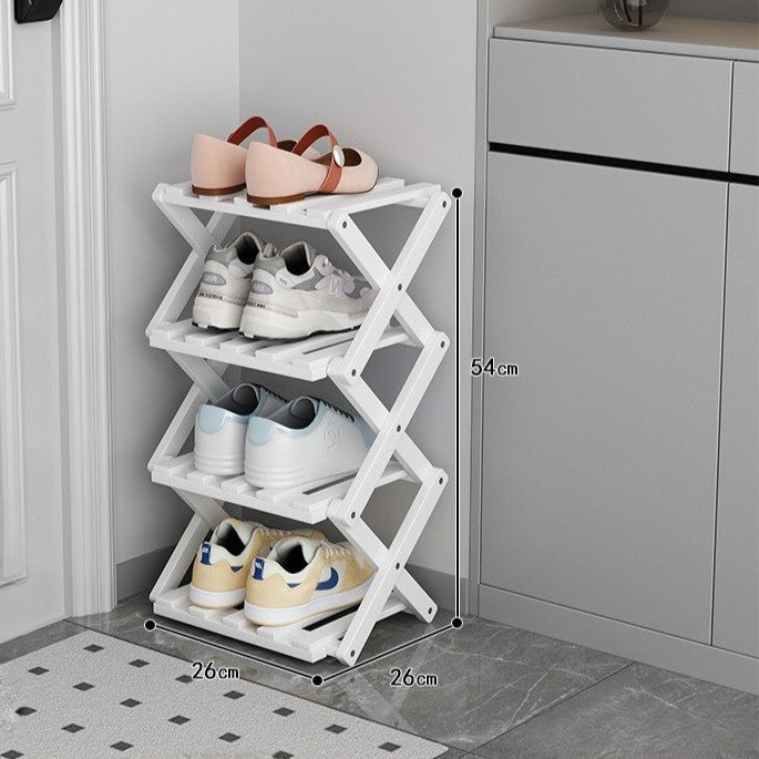 Bamboo Storage Rack | Foldable Shoe Organizer with Space-Saving Design | Efficient Shoe Storage for Home Decor