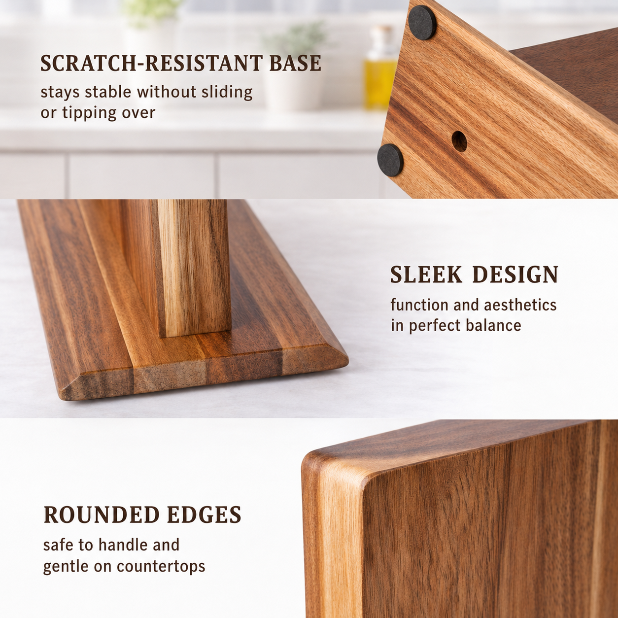 Elegant Acacia Wood Knife Holder with Double-Sided Magnetic Storage | Stylish Kitchen Organizer for Easy Access