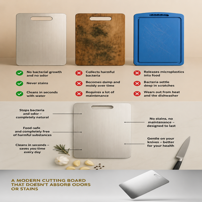 Modern Kitchen | Stainless Steel Cutting Board with Double-Sided Design | Hygienic Surface for Everyday Cooking