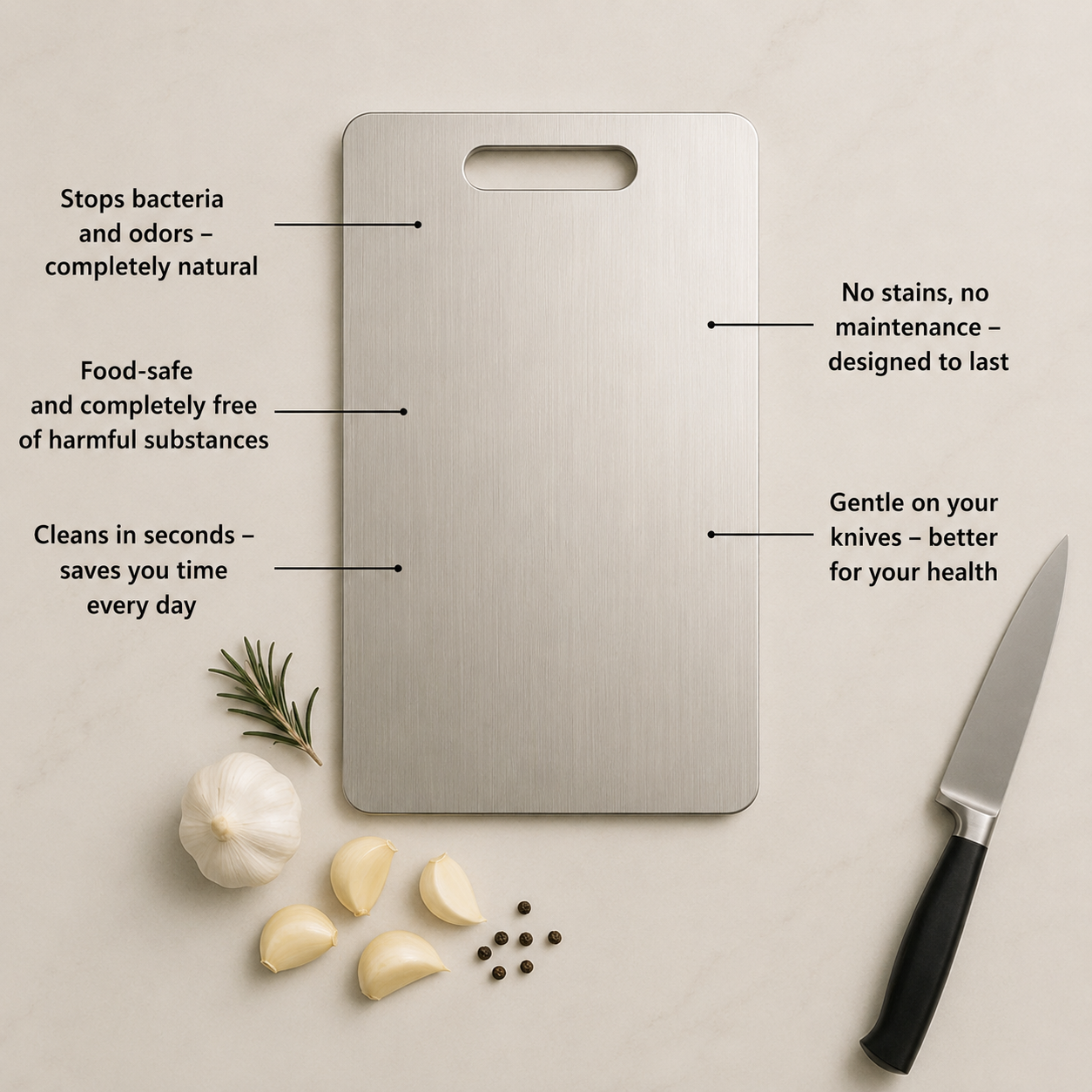 Modern Kitchen | Stainless Steel Cutting Board with Double-Sided Design | Hygienic Surface for Everyday Cooking