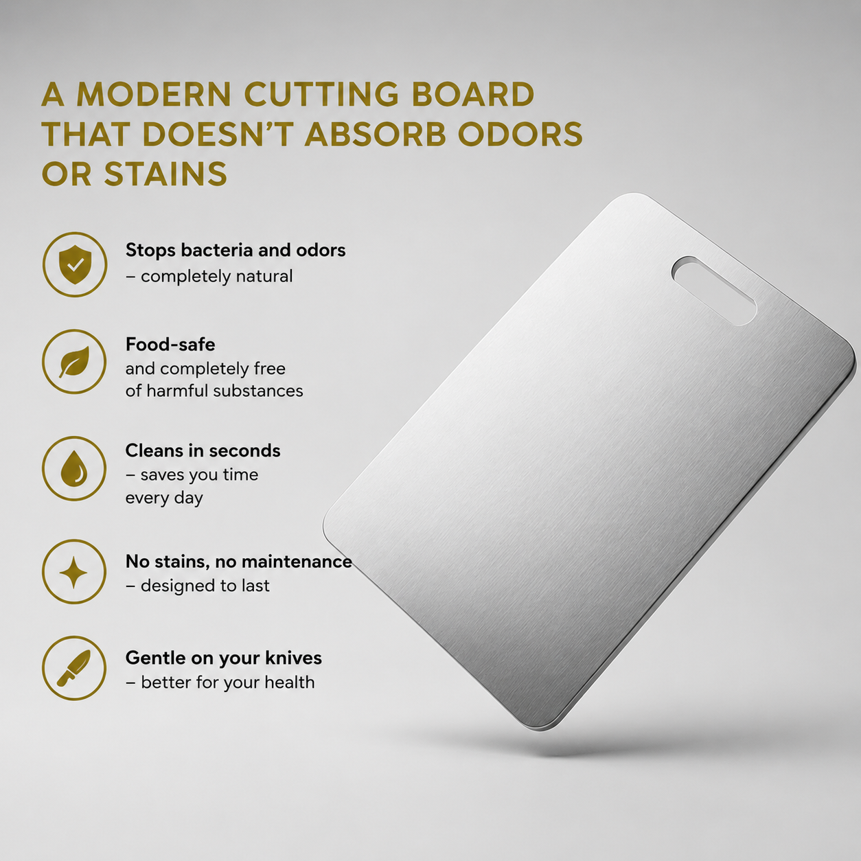 Modern Kitchen | Stainless Steel Cutting Board with Double-Sided Design | Hygienic Surface for Everyday Cooking