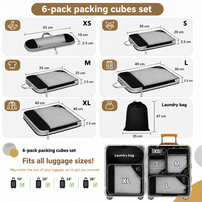 Travel Organizer Set | Compression Packing Cubes for Efficient Packing | Space-Saving Travel Cubes for Organized Luggage