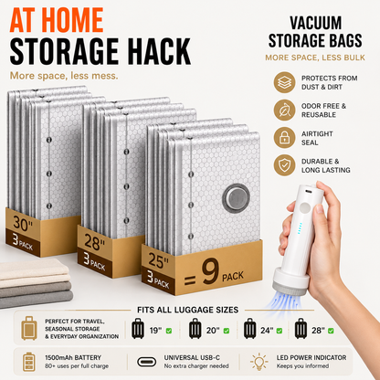 Smart Storage Solutions | Vacuum Storage Bags with Electric Pump | Space-Saving Solution for Travel and Home Organization