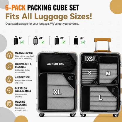 Travel Organizer Set | Compression Packing Cubes for Efficient Packing | Space-Saving Travel Cubes for Organized Luggage