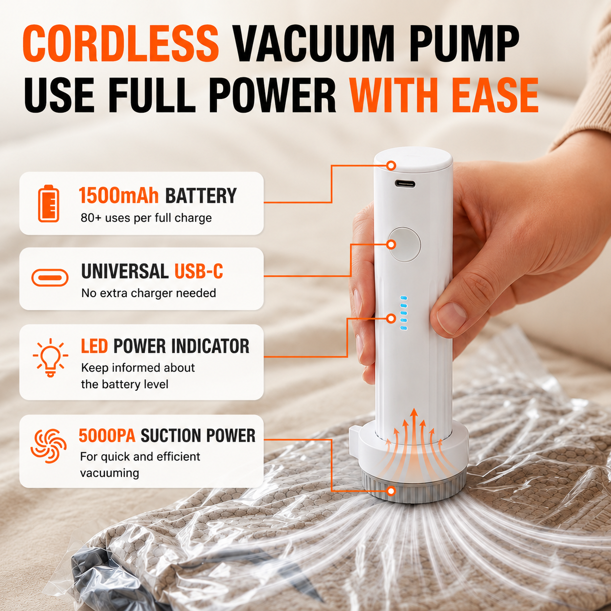 Smart Storage Solutions | Vacuum Storage Bags with Electric Pump | Space-Saving Solution for Travel and Home Organization