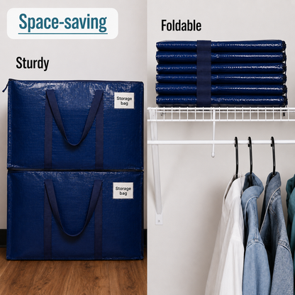 Home Organization Storage Bags | Heavy-Duty Zippered Bags for Clothes & Seasonal Items | Collapsible Design for Easy Use