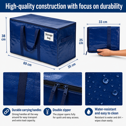 Home Organization Storage Bags | Heavy-Duty Zippered Bags for Clothes & Seasonal Items | Collapsible Design for Easy Use