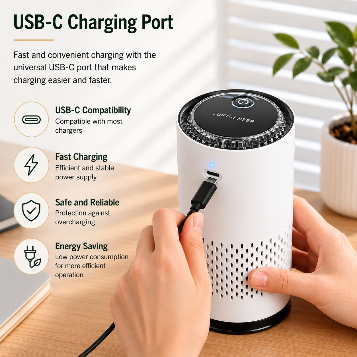 Compact HEPA Air Purifier for Home with 360° Filtration | Modern Design for Cleaner Air
