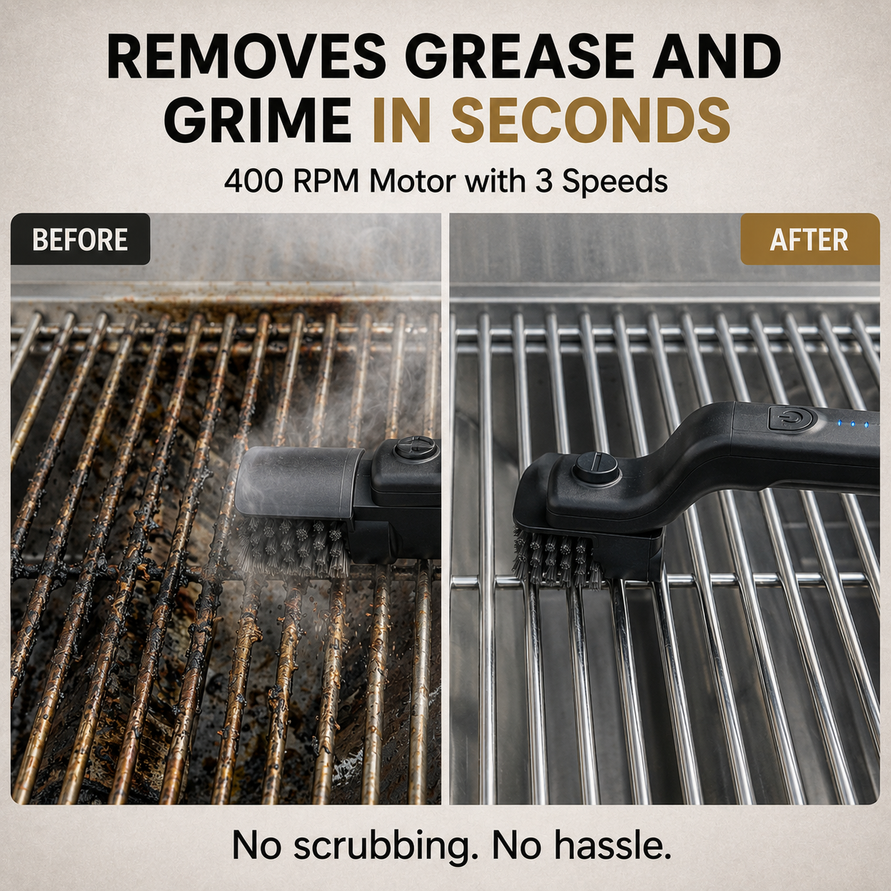 Electric Grill Brush | Cordless BBQ Cleaning Brush with Ergonomic Handle | Rechargeable Design for Effortless Grill Maintenance