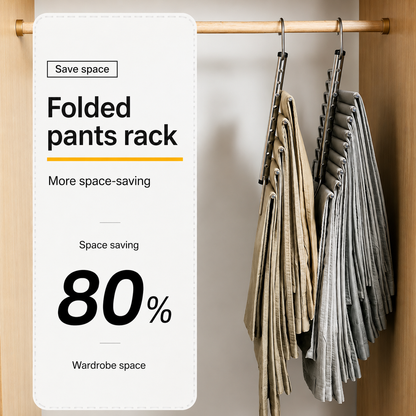 Space Saver | Foldable Stainless Steel Pants Hanger with 9 Layers | Efficient Storage Solution for Organized Wardrobes