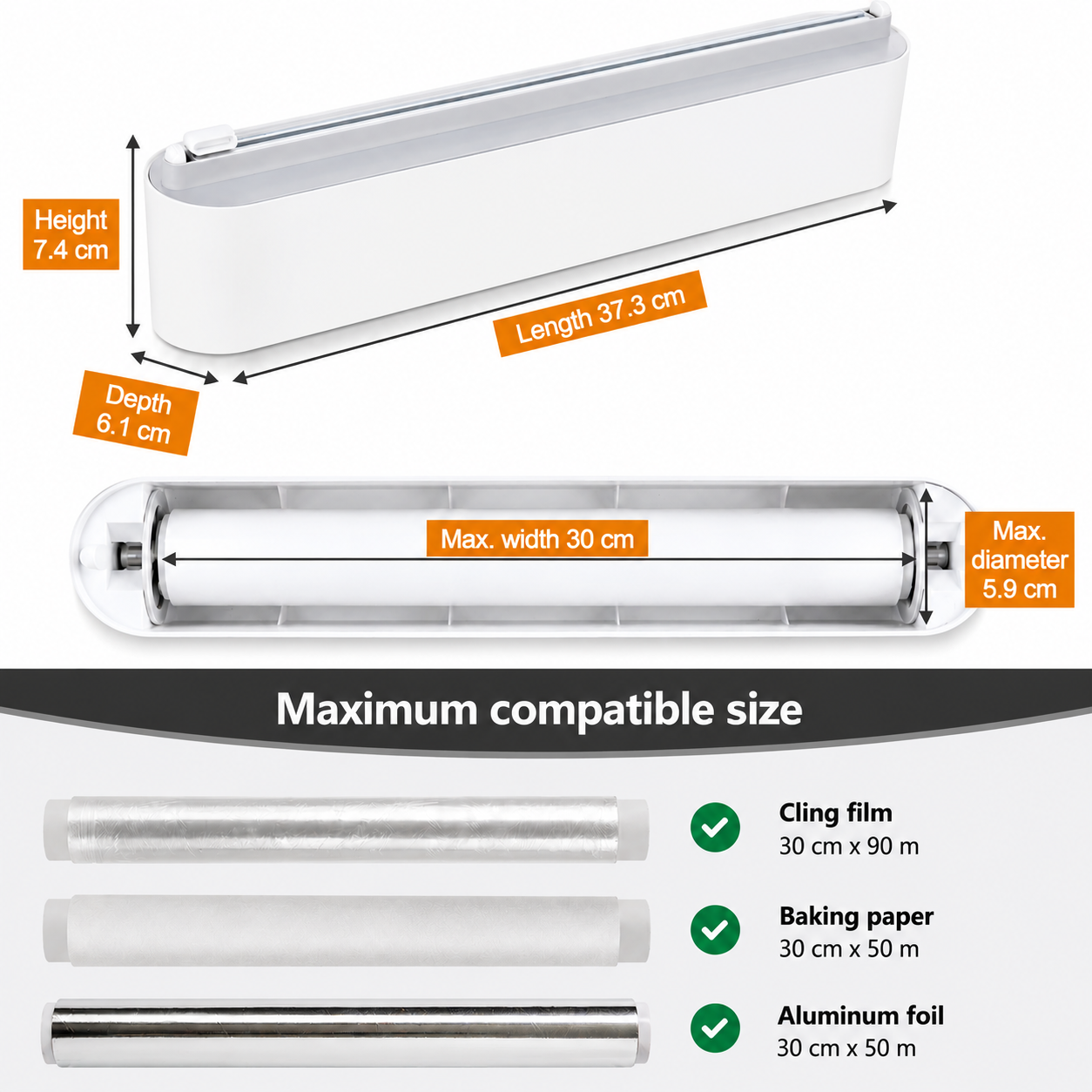 Smart Kitchen Organizer | Magnetic Foil & Film Dispenser with Built-In Cutter | Space-Saving Design for Effortless Food Preparation