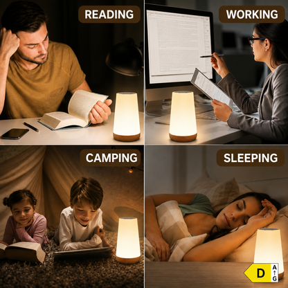 Modern LED Table Lamp | Cordless Rechargeable Night Light with 13 Colors | Touch & Remote Control for Cozy Atmosphere