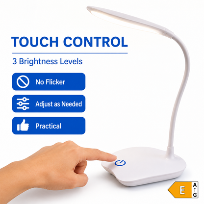 Versatile LED Desk Lamp | Rechargeable Table Lamp with 3 Dimmable Levels | Flexible Neck for Comfortable Reading and Working