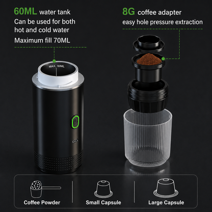 Portable Espresso Maker | 3-in-1 Coffee Machine with High Pressure Extraction | Compact Design for Travel and Camping