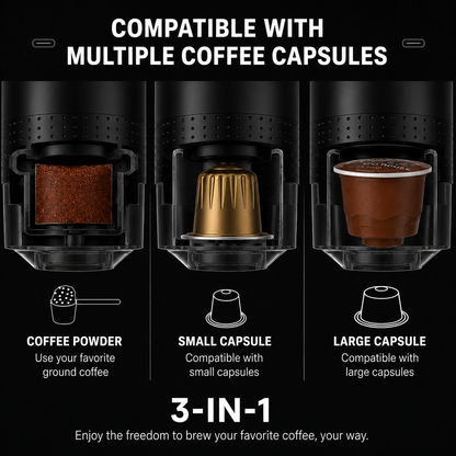 Portable Espresso Maker | 3-in-1 Coffee Machine with High Pressure Extraction | Compact Design for Travel and Camping