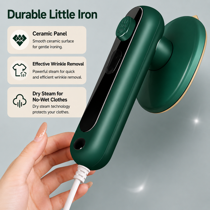 Compact Mini Travel Steam Iron | 2-in-1 Portable Iron with Fast Heating | Handheld Garment Steamer for Effortless Crease Removal