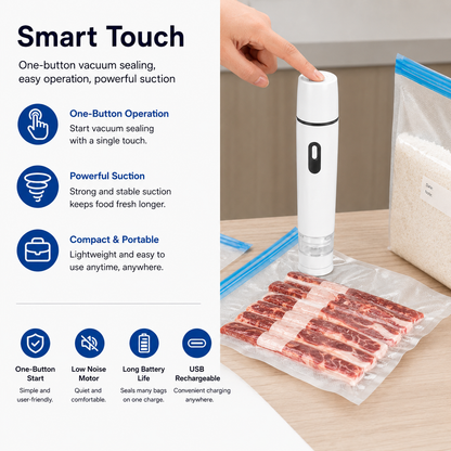 Efficient Vacuum Sealer Machine with 60Kpa Suction Power | Compact Design for Long-Lasting Food Storage
