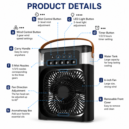 Versatile Air Cooler | 3-in-1 Portable Cooling Fan with Adjustable Speed | Ideal for Year-Round Comfort
