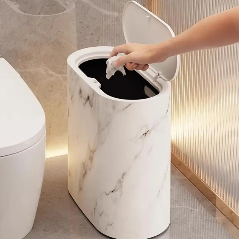 Compact Bathroom Trash Can | Odor-Trapping Lid for Efficient Waste Management