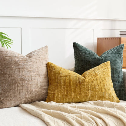Elegant Chenille Cushion Cover with Bamboo Texture | Soft & Cozy Decor for Sofa and Bed