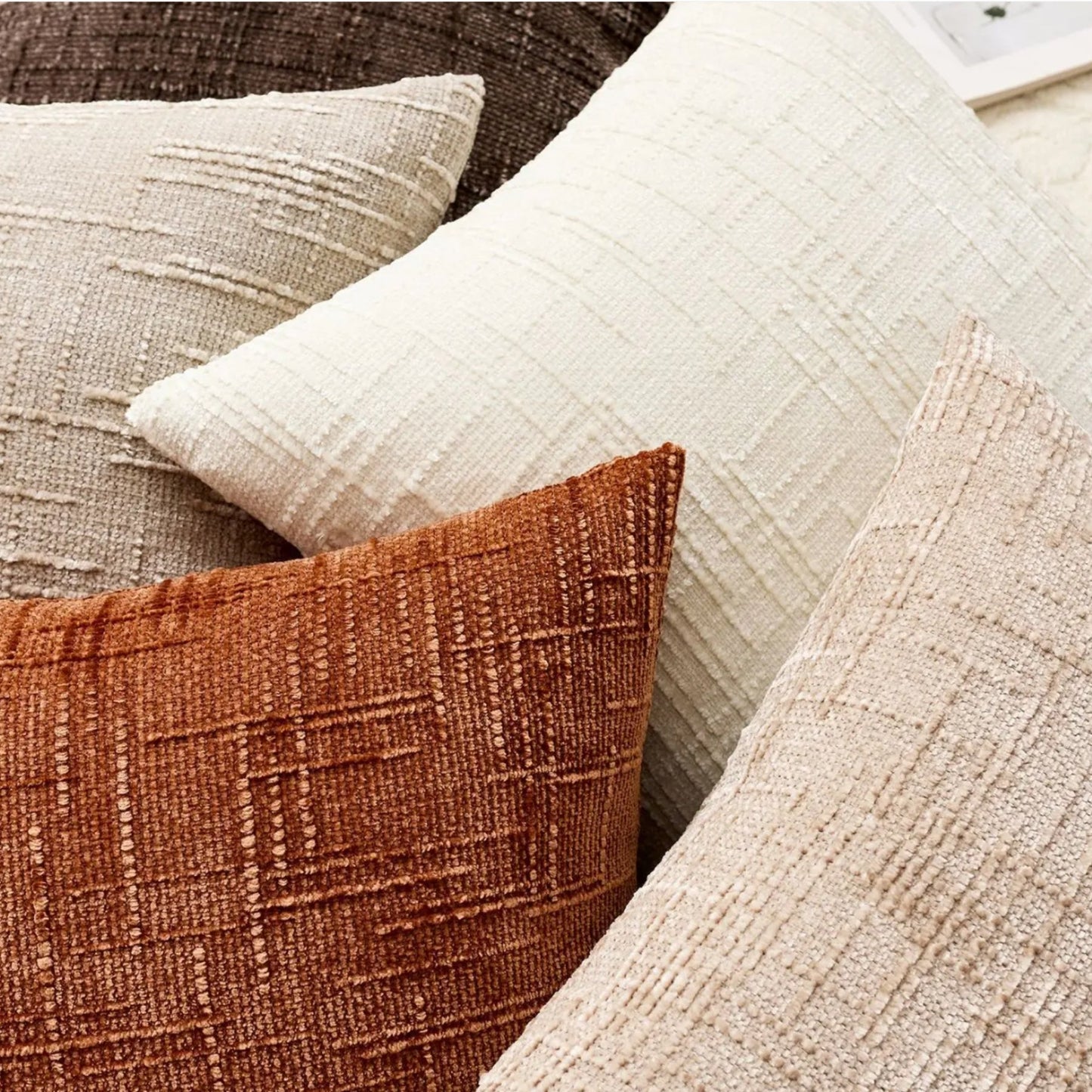 Elegant Chenille Cushion Cover with Bamboo Texture | Soft & Cozy Decor for Sofa and Bed
