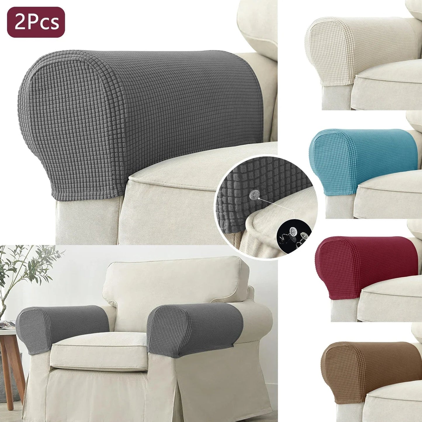 Elegant Collection | Sofa Arm Covers with Waterproof Stretch Fabric | Non-Slip Design for Ultimate Stain Protection