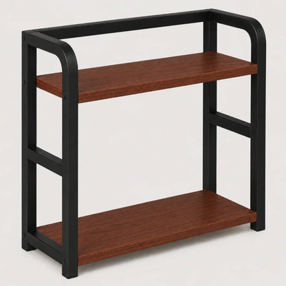 Elegant Kitchen Shelf | 2-Layer Metal & Wood Organizer for Efficient Storage