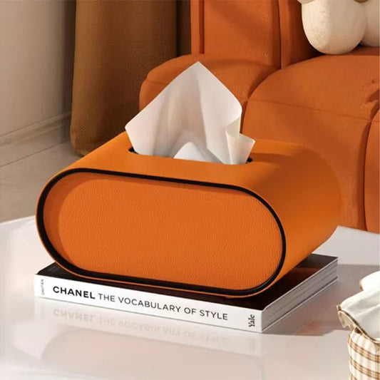 Elegant PU Leather Tissue Box Cover with Durable Design | Stylish Storage for Home & Office