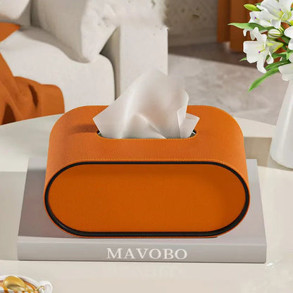 Elegant PU Leather Tissue Box Cover with Durable Design | Stylish Storage for Home & Office