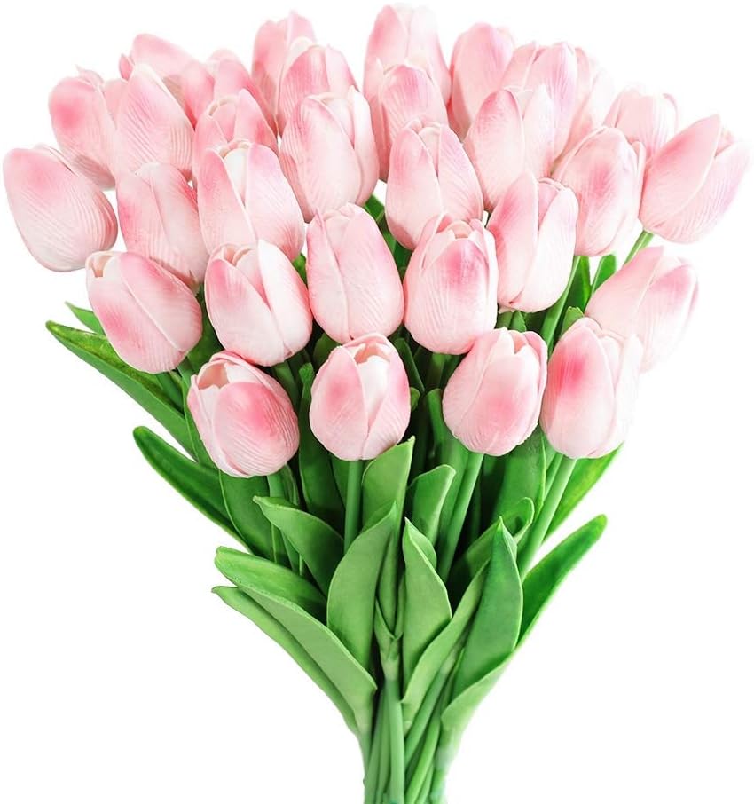 Elegant Tulip Bouquet | Lifelike Artificial Flowers with Maintenance-Free Design | Perfect Faux Flowers for Home Decor