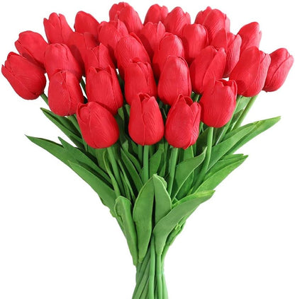Elegant Tulip Bouquet | Lifelike Artificial Flowers with Maintenance-Free Design | Perfect Faux Flowers for Home Decor