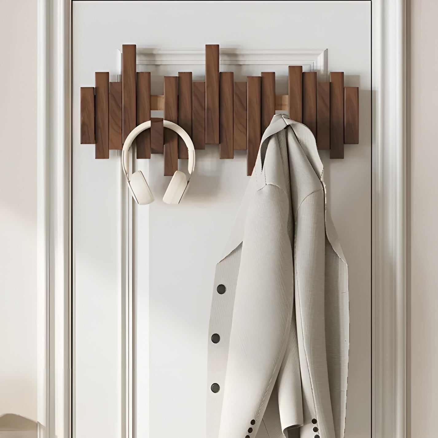 Elegant Wall Hook | Solid Wood Coat Hooks for Wall with Foldable Design | Space-Saving Key Holder for Organized Entryway