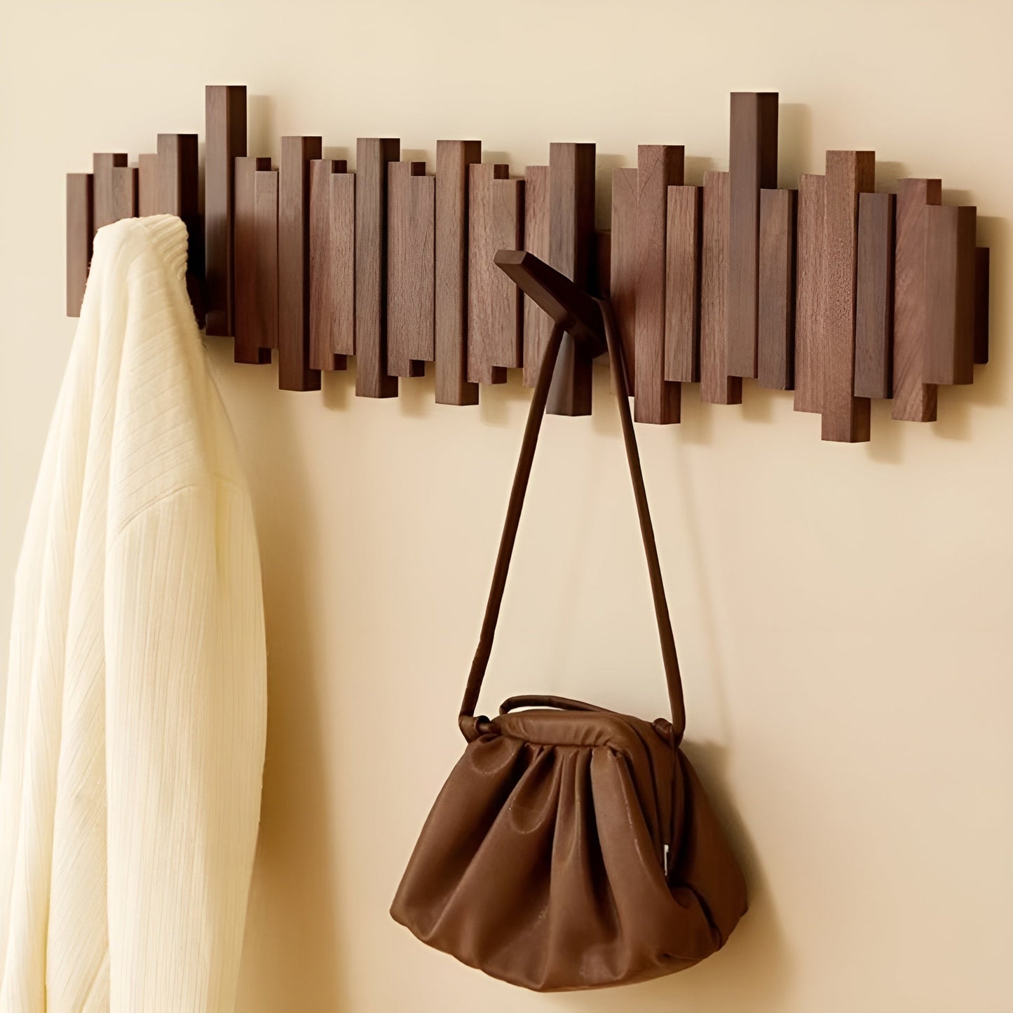 Elegant Wall Hook | Solid Wood Coat Hooks for Wall with Foldable Design | Space-Saving Key Holder for Organized Entryway