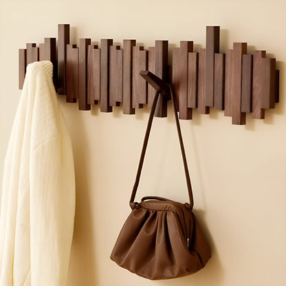 Elegant Wall Hook | Solid Wood Coat Hooks for Wall with Foldable Design | Space-Saving Key Holder for Organized Entryway
