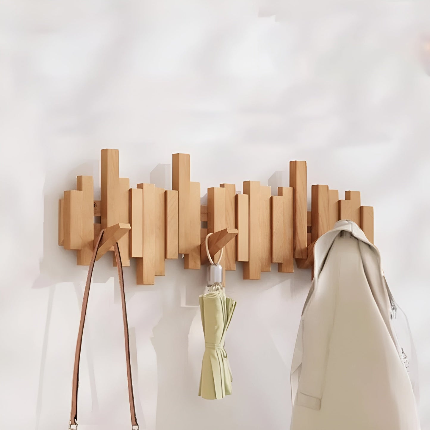 Elegant Wall Hook | Solid Wood Coat Hooks for Wall with Foldable Design | Space-Saving Key Holder for Organized Entryway