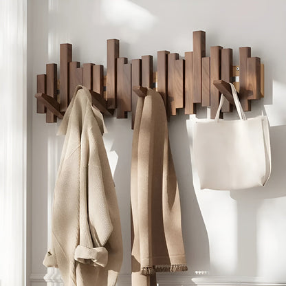 Elegant Wall Hook | Solid Wood Coat Hooks for Wall with Foldable Design | Space-Saving Key Holder for Organized Entryway