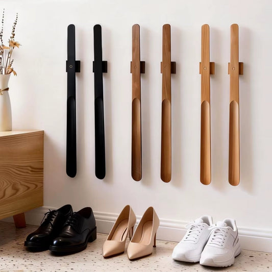 Elegant Wooden Shoehorn | Long Handled Shoe Horn with Magnetic Holder for Effortless Shoe Wearing