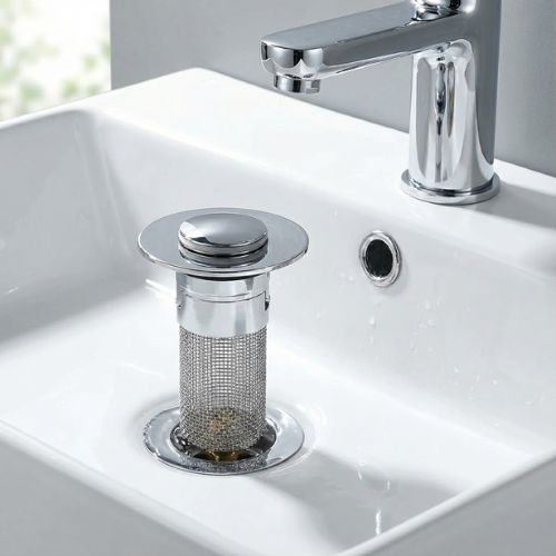 Innovative Pop-Up Sink Plug with Built-in Sieve & Odor Control for Freshness