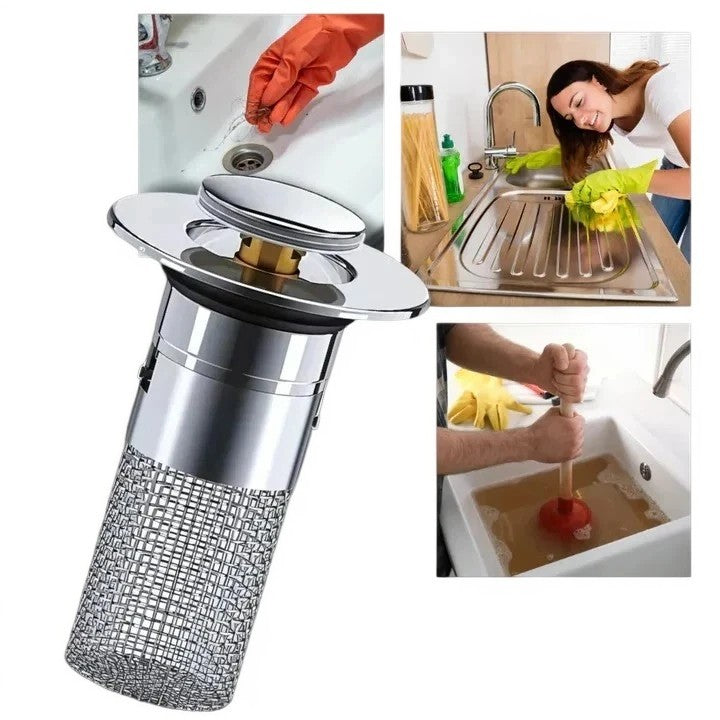 Innovative Pop-Up Sink Plug with Built-in Sieve & Odor Control for Freshness