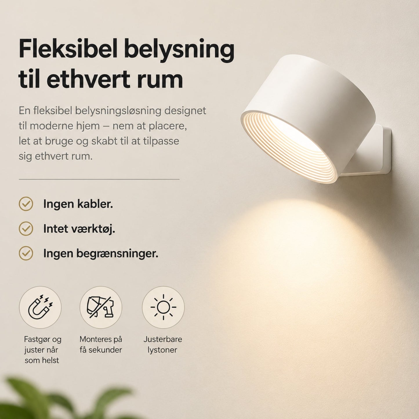Magnetic LED Wall Lamp | Rechargeable Wall Lights with 360° Rotation | Dimmable Design for Flexible Home Lighting