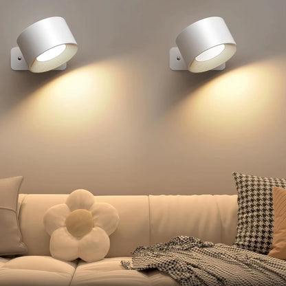 Magnetic LED Wall Lamp | Rechargeable Wall Lights with 360° Rotation | Dimmable Design for Flexible Home Lighting