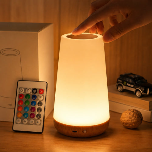 Modern LED Table Lamp | Cordless Rechargeable Night Light with 13 Colors | Touch & Remote Control for Cozy Atmosphere