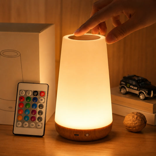 Modern LED Table Lamp | Cordless Rechargeable Night Light with 13 Colors | Touch & Remote Control for Cozy Atmosphere