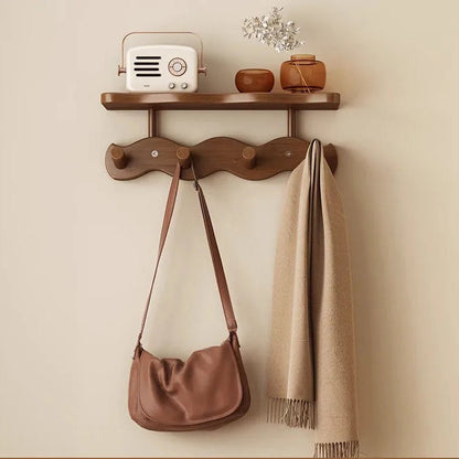 Ripple Bamboo | Wall Mounted Coat Rack with Shelf & Hooks | Minimalist Design for Organized Entryway