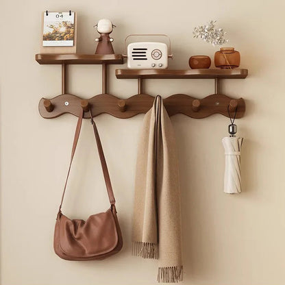 Ripple Bamboo | Wall Mounted Coat Rack with Shelf & Hooks | Minimalist Design for Organized Entryway